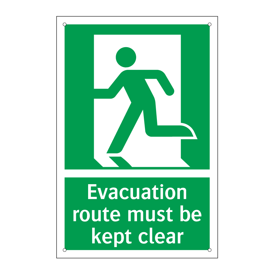 Evacuation route must be kept clear