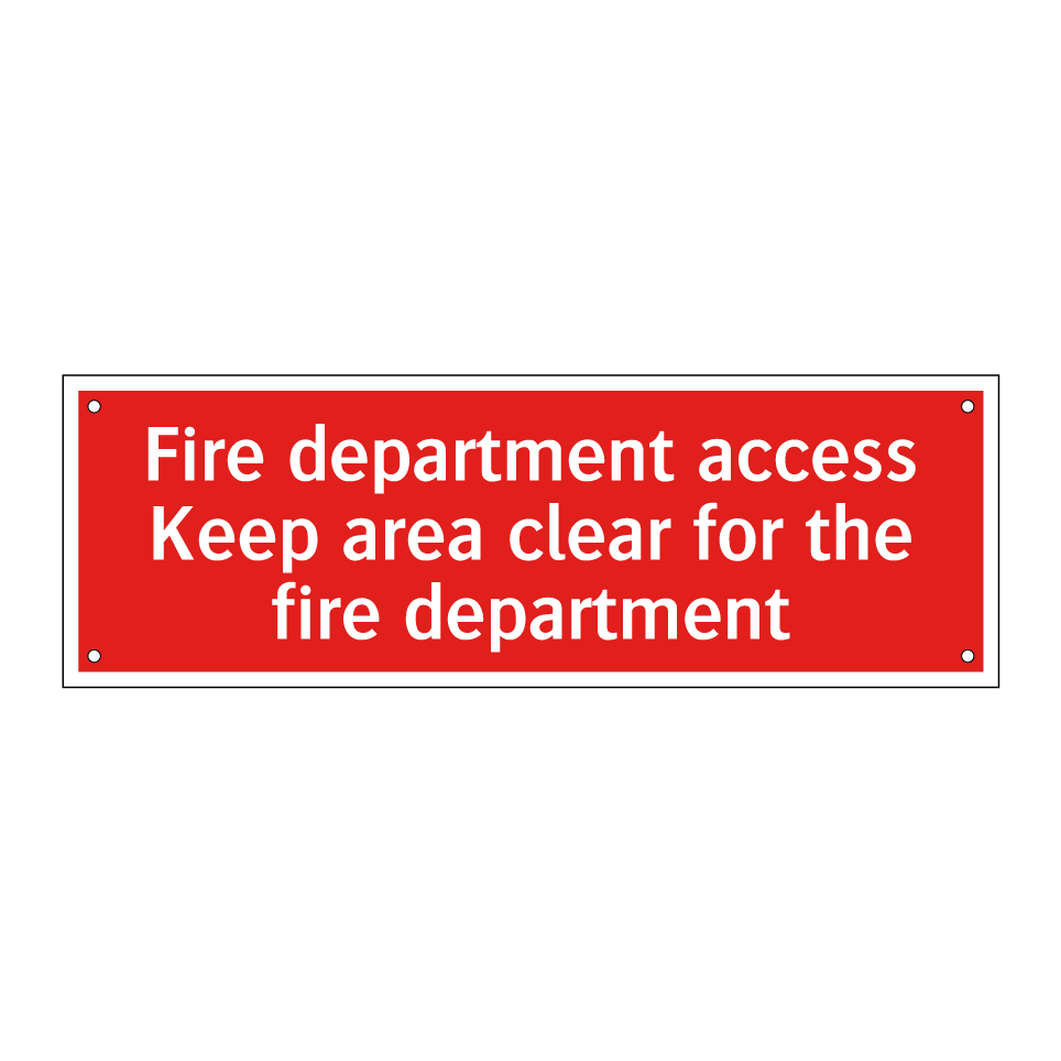 Fire department access Keep area clear for the fire department