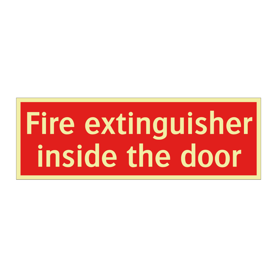 Fire extinguisher inside the door