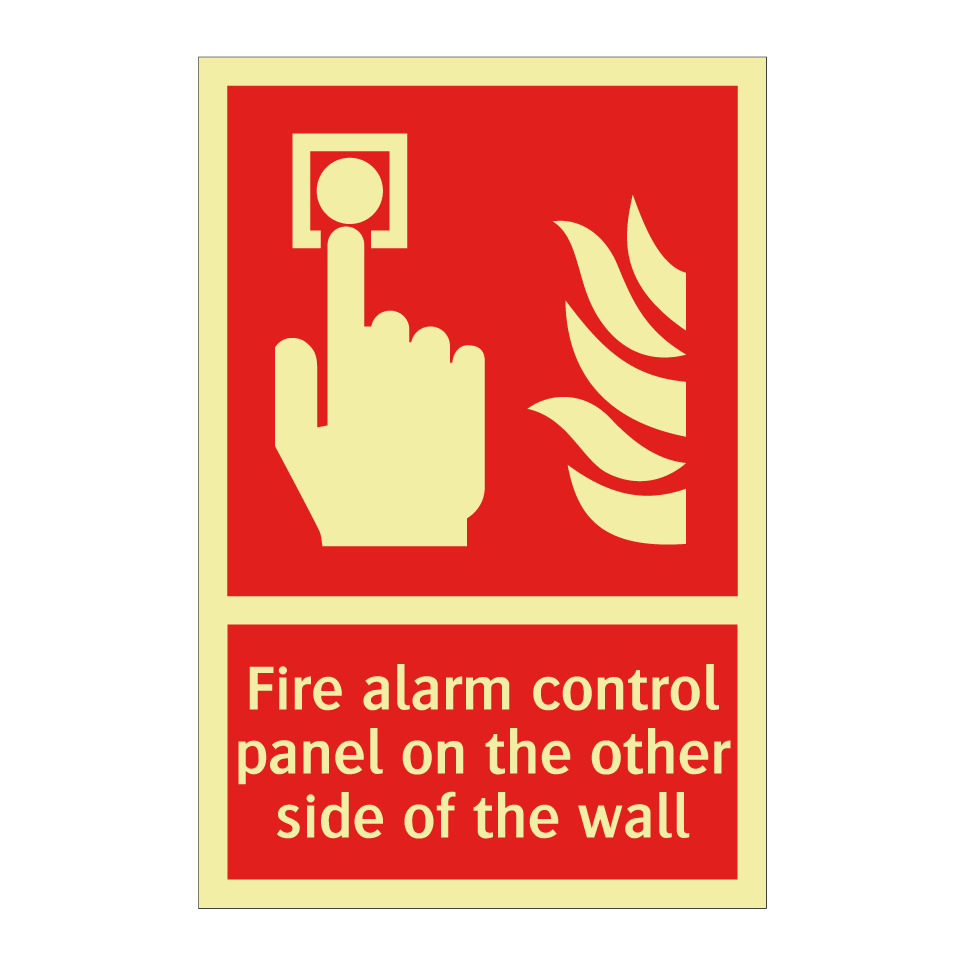 Fire alarm control panel on the other side of the wall