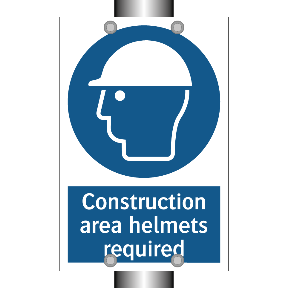 Construction area helmets required