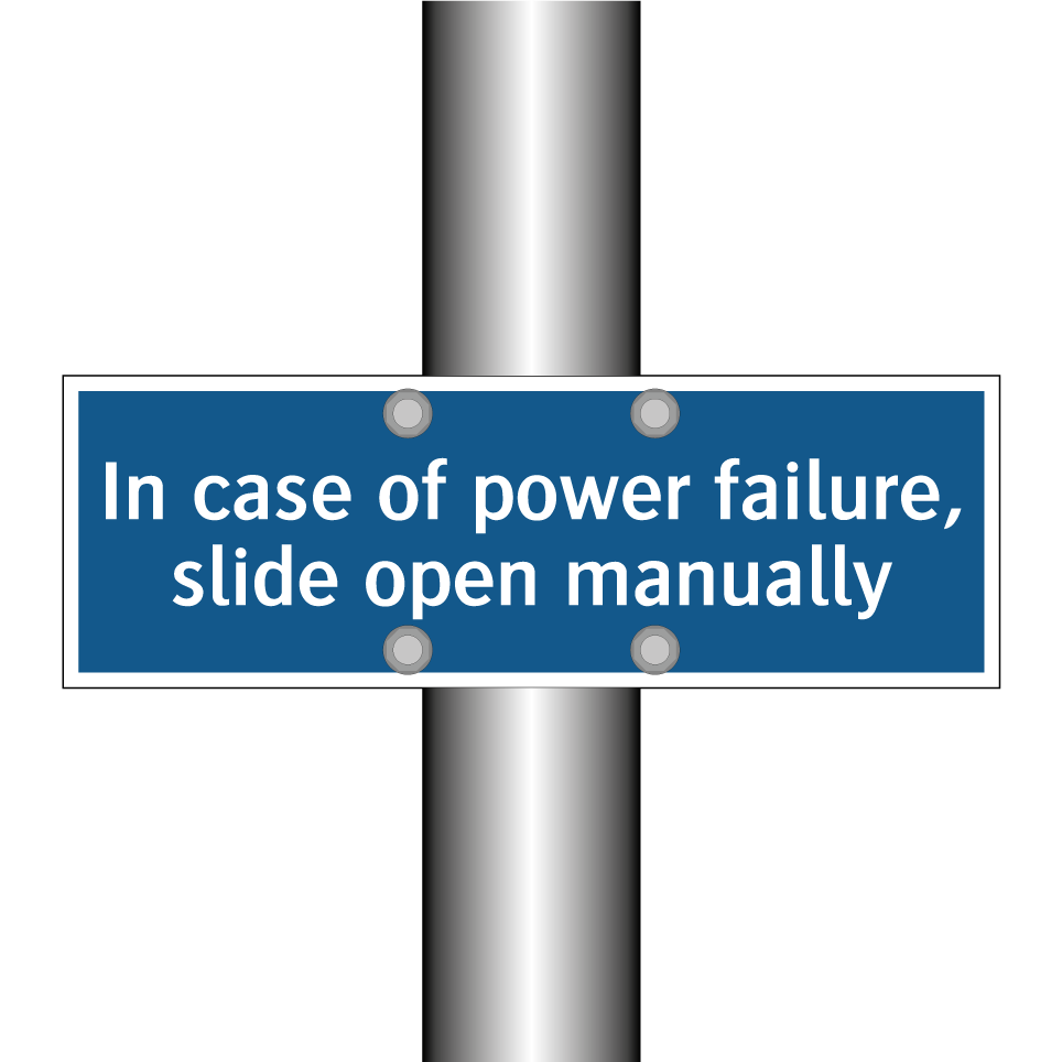 In case of power failure, slide open manually