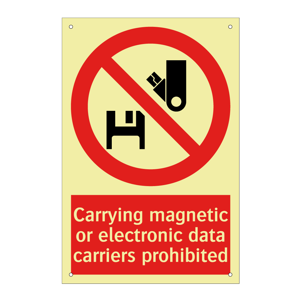 Carrying magnetic or electronic data carriers prohibited