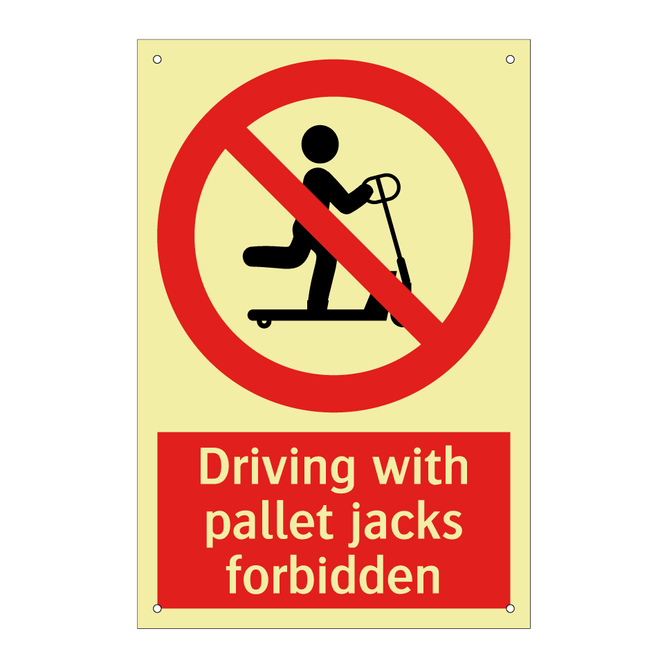 Driving with pallet jacks forbidden