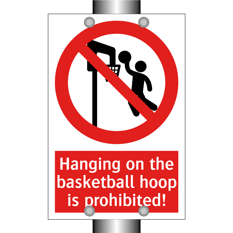 Hanging on the basketball hoop is prohibited!