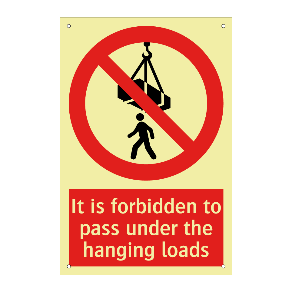 It is forbidden to pass under the hanging loads