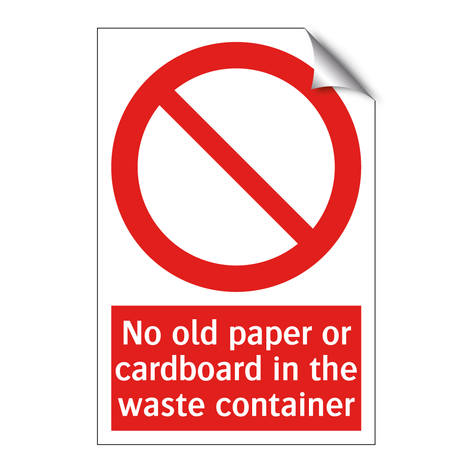 No old paper or cardboard in the waste container