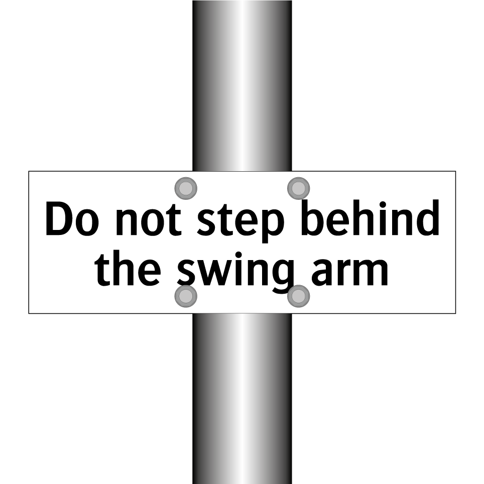 Do not step behind the swing arm