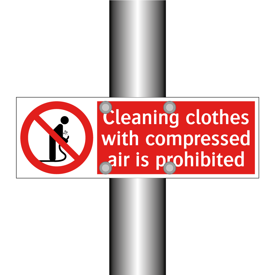 Cleaning clothes with compressed air is prohibited