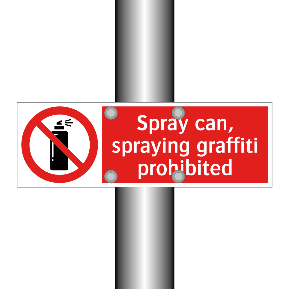 Spray can, spraying graffiti prohibited