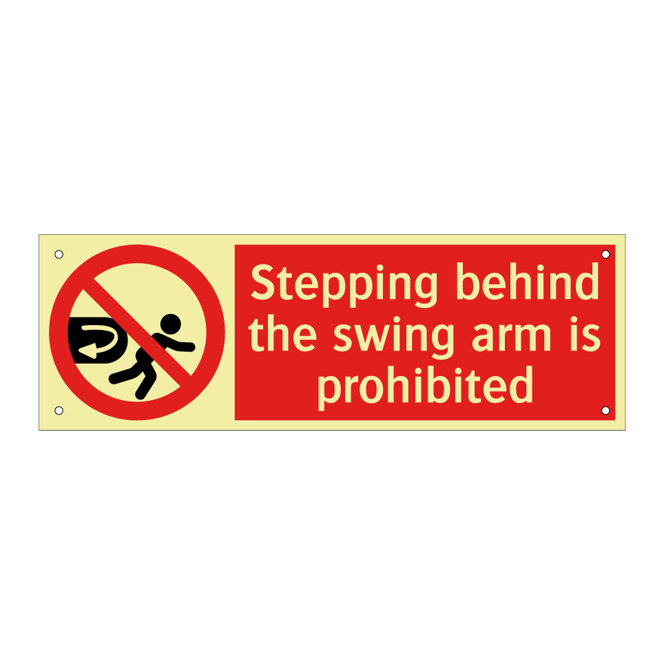 Stepping behind the swing arm is prohibited