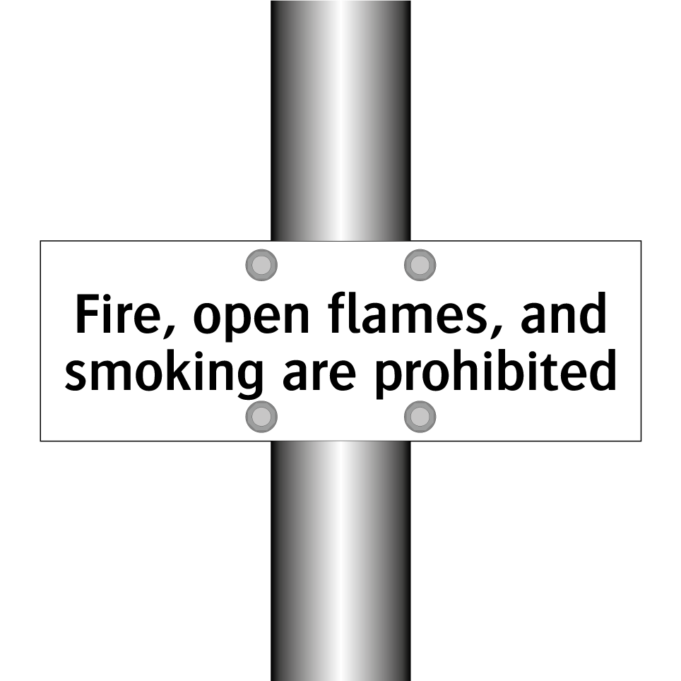 Fire, open flames, and smoking are prohibited