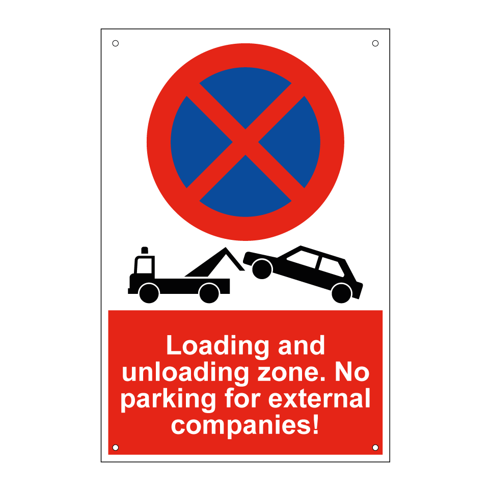 Loading and unloading zone. No parking for external companies!