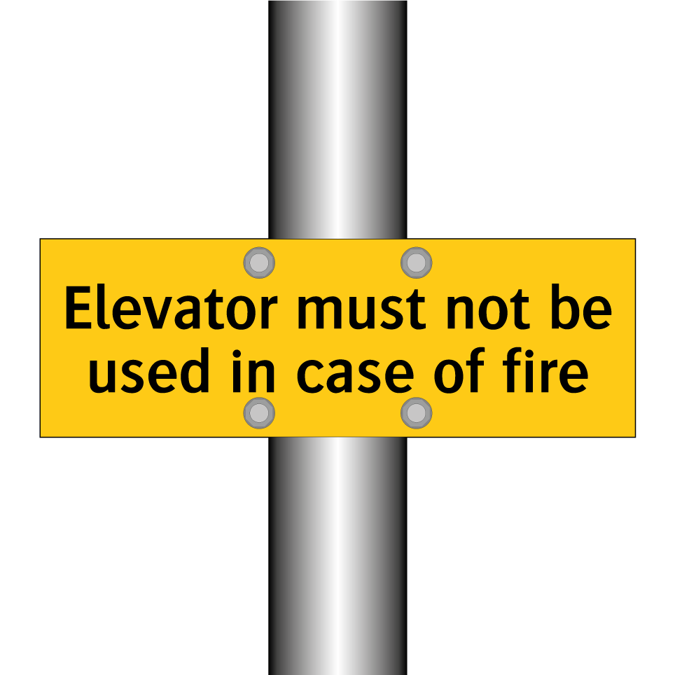 Elevator must not be used in case of fire