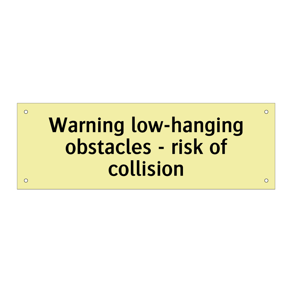 Warning low-hanging obstacles - risk of collision