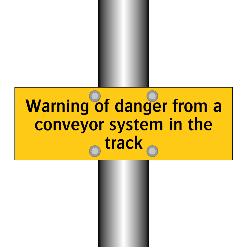 Warning of danger from a conveyor system in the track