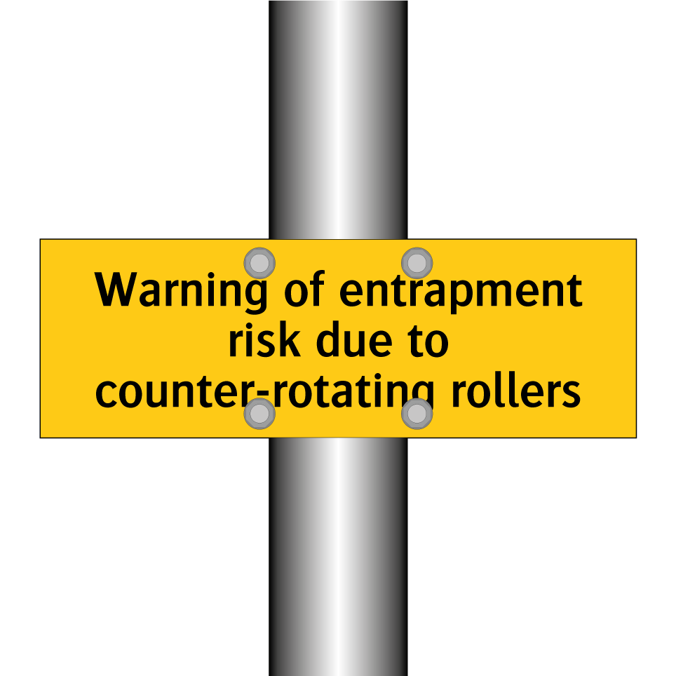 Warning of entrapment risk due to counter-rotating rollers