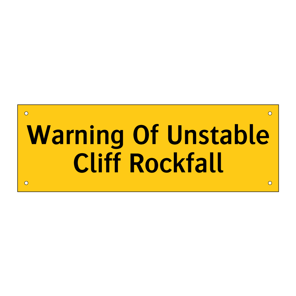 Warning Of Unstable Cliff Rockfall