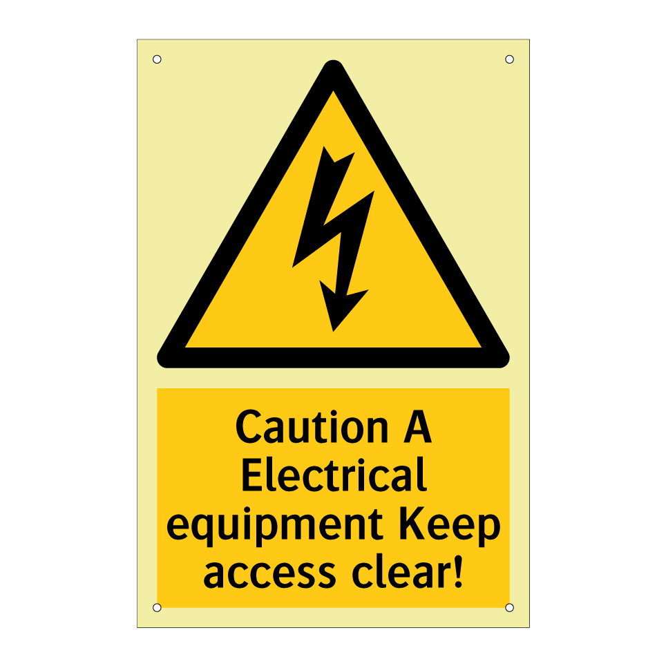 Caution A Electrical equipment Keep access clear!