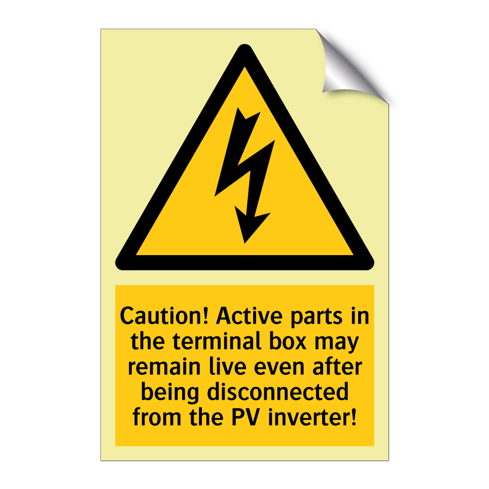 Caution! Active parts in the terminal box may remain live even after being disconnected from the PV inverter!