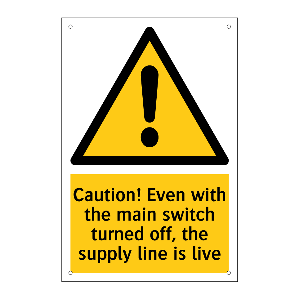 Caution! Even with the main switch turned off, the supply line is live