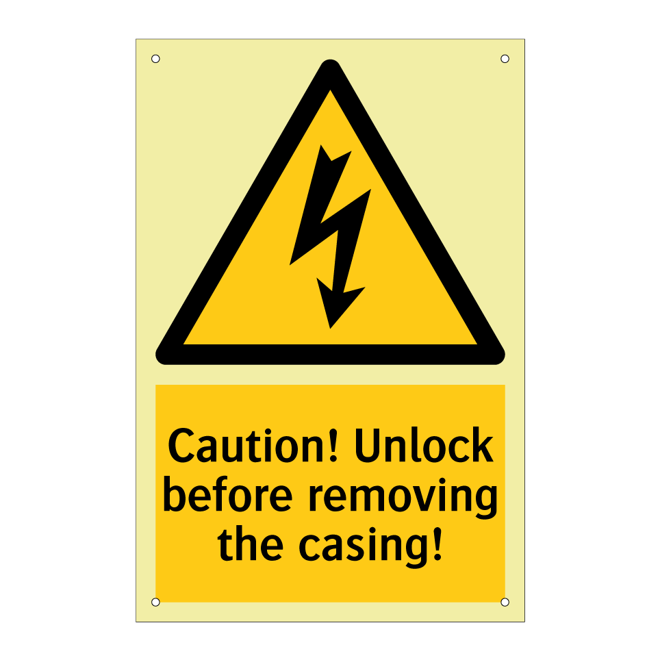 Caution! Unlock before removing the casing!