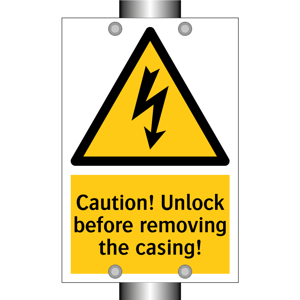 Caution! Unlock before removing the casing!