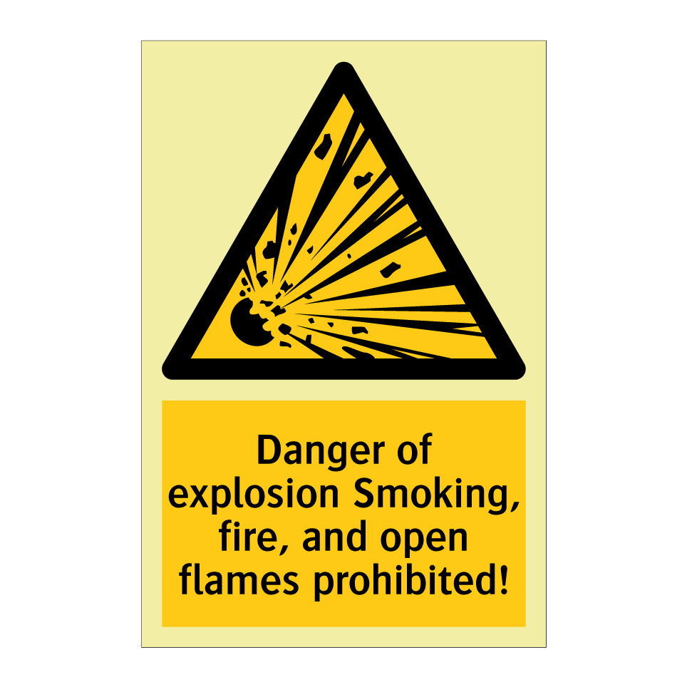 Danger of explosion Smoking, fire, and open flames prohibited!