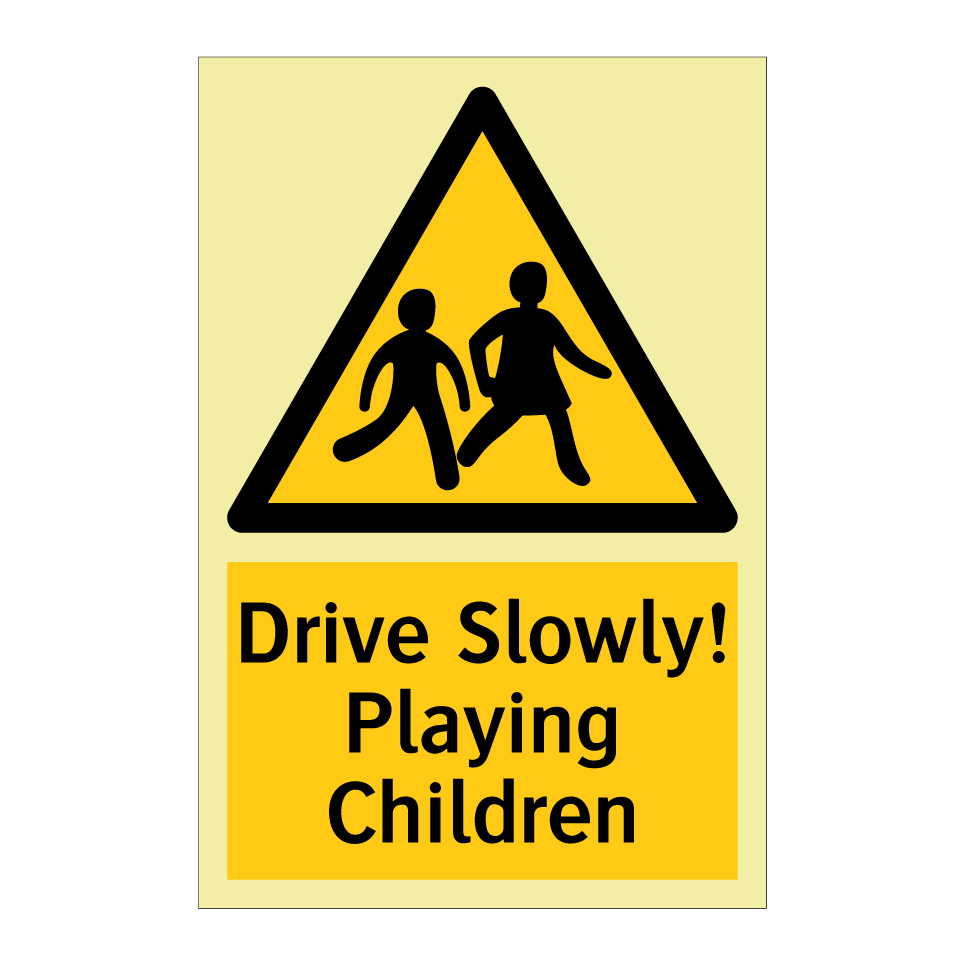 Drive Slowly! Playing Children