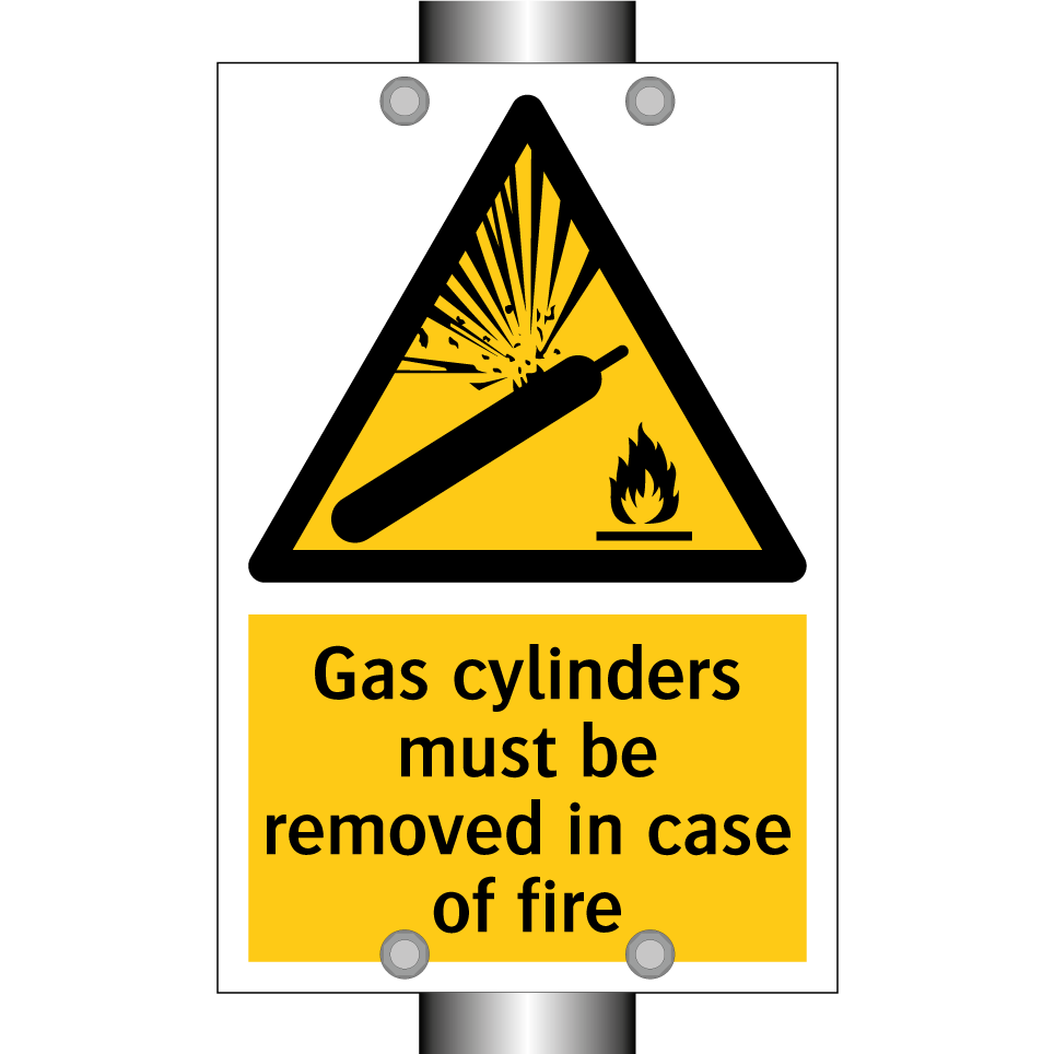 Gas cylinders must be removed in case of fire