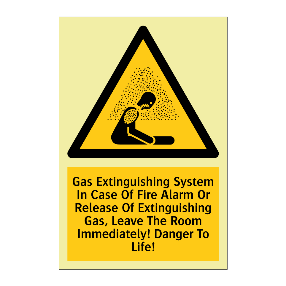 Gas Extinguishing System In Case Of Fire Alarm Or Release Of Extinguishing Gas, Leave The Room Immediately! Danger To Life!