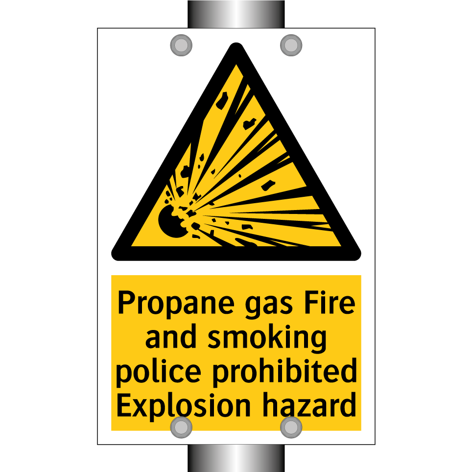 Propane gas Fire and smoking police prohibited Explosion hazard