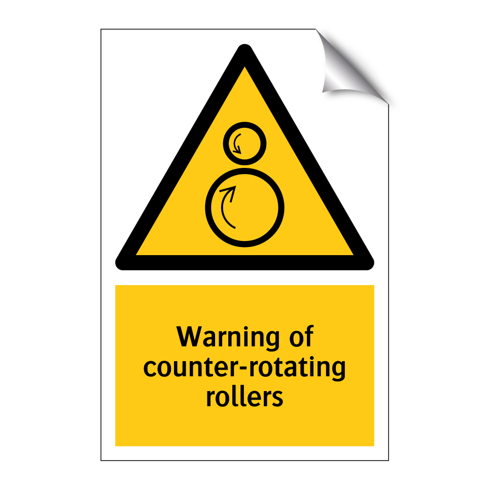 Warning of counter-rotating rollers