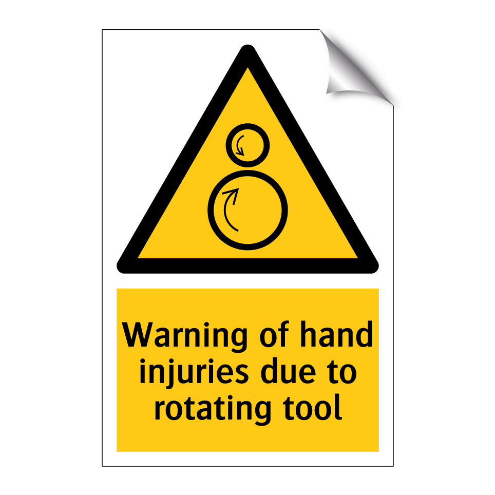 Warning of hand injuries due to rotating tool