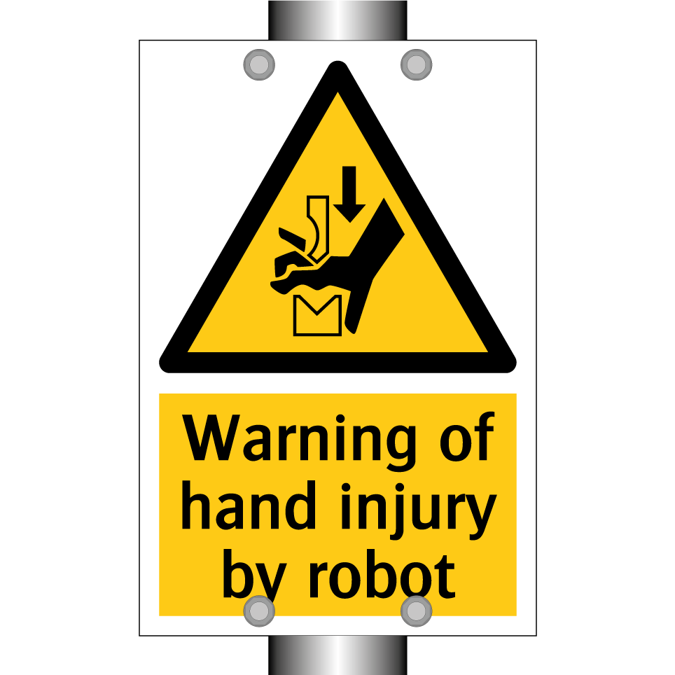 Warning of hand injury by robot