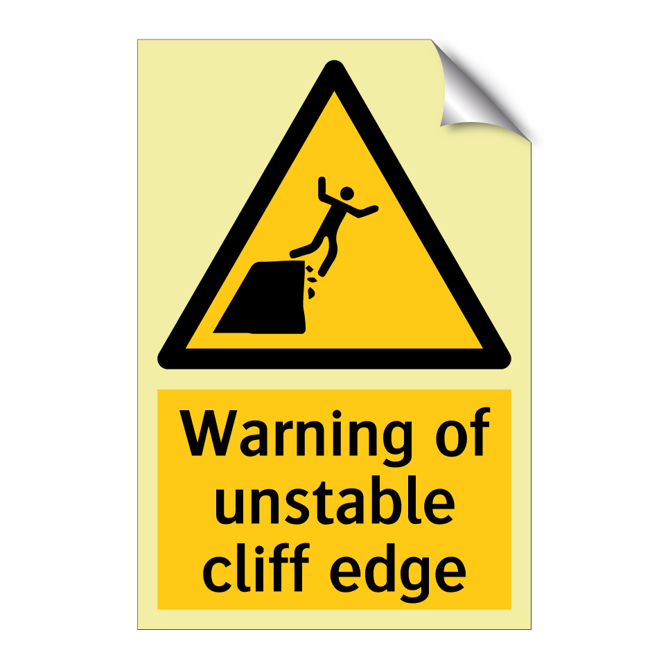 Warning of unstable cliff edge