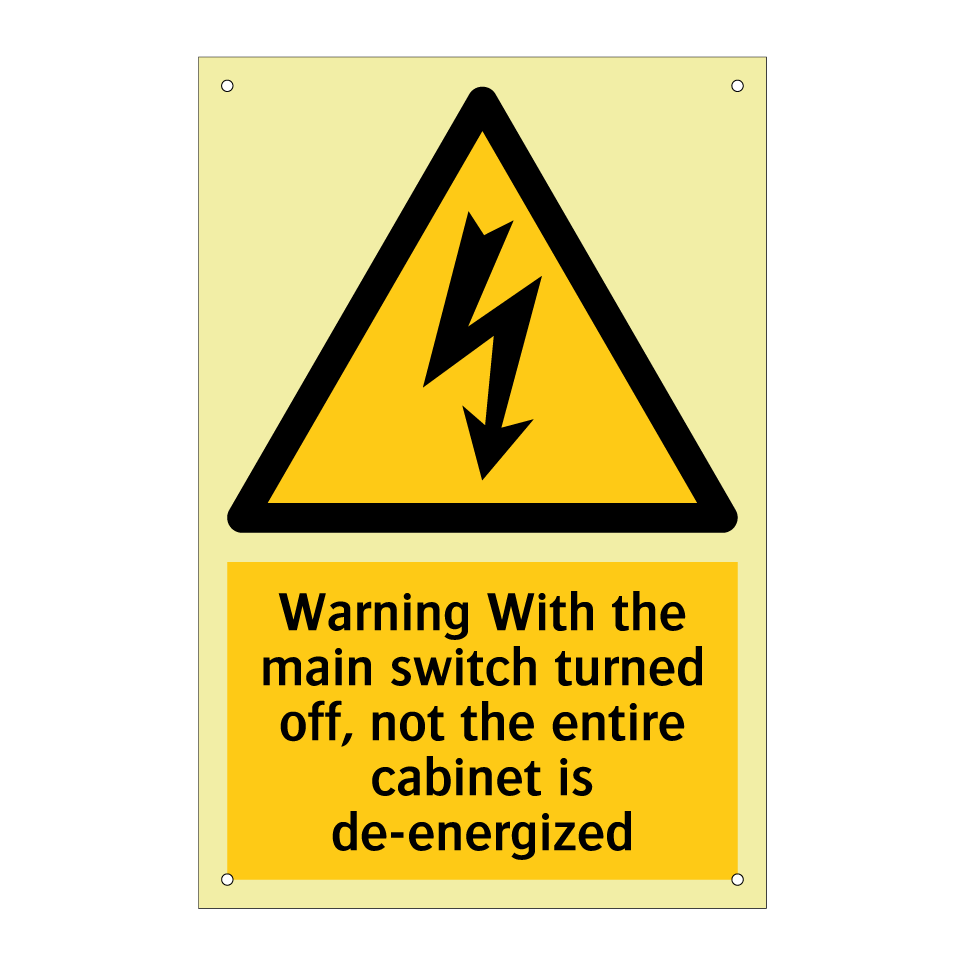 Warning With the main switch turned off, not the entire cabinet is de-energized