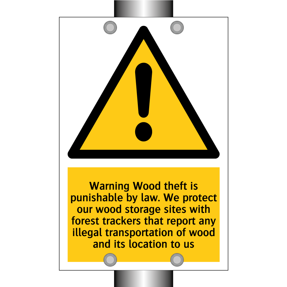 Warning Wood theft is punishable by law. We protect our wood storage sites with forest trackers that report any illegal transportation of wood and its location to us