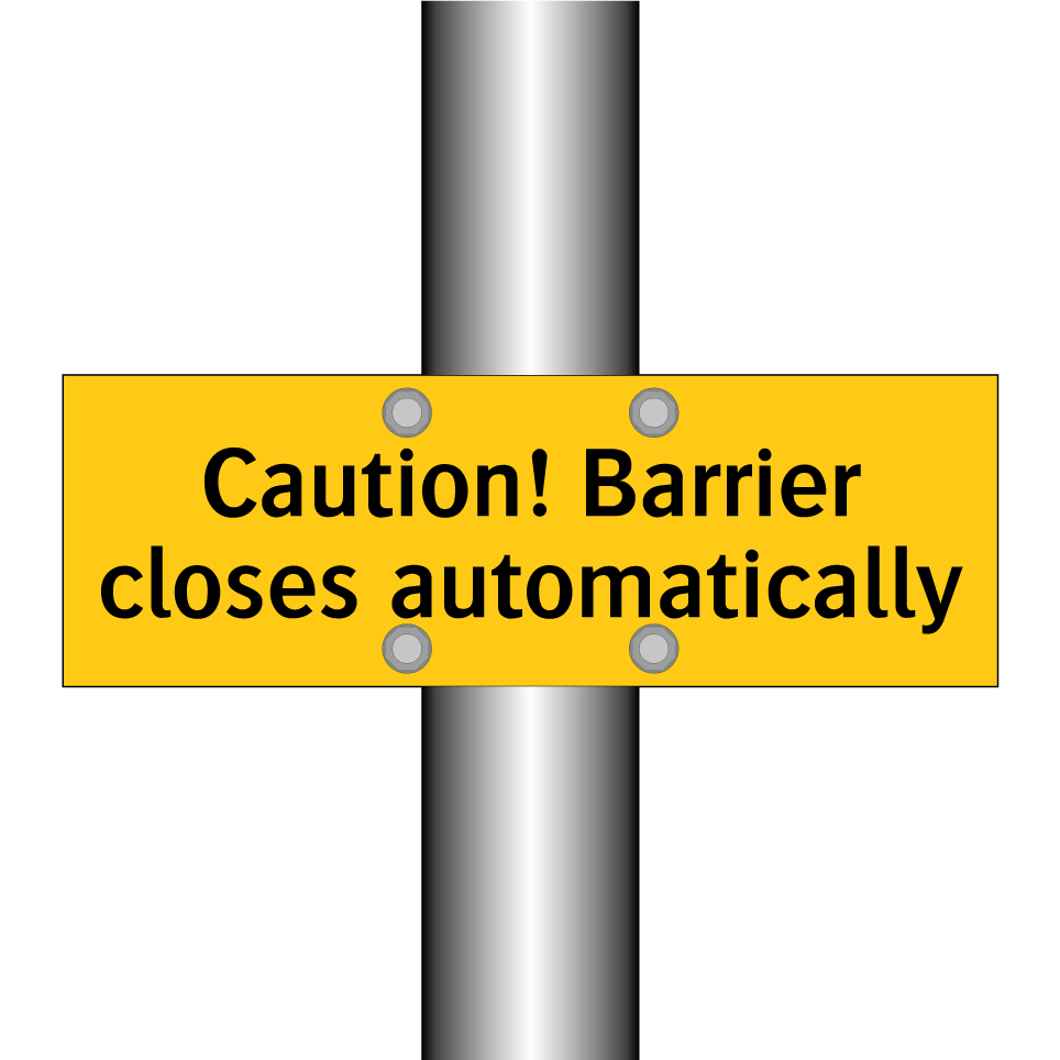 Caution! Barrier closes automatically