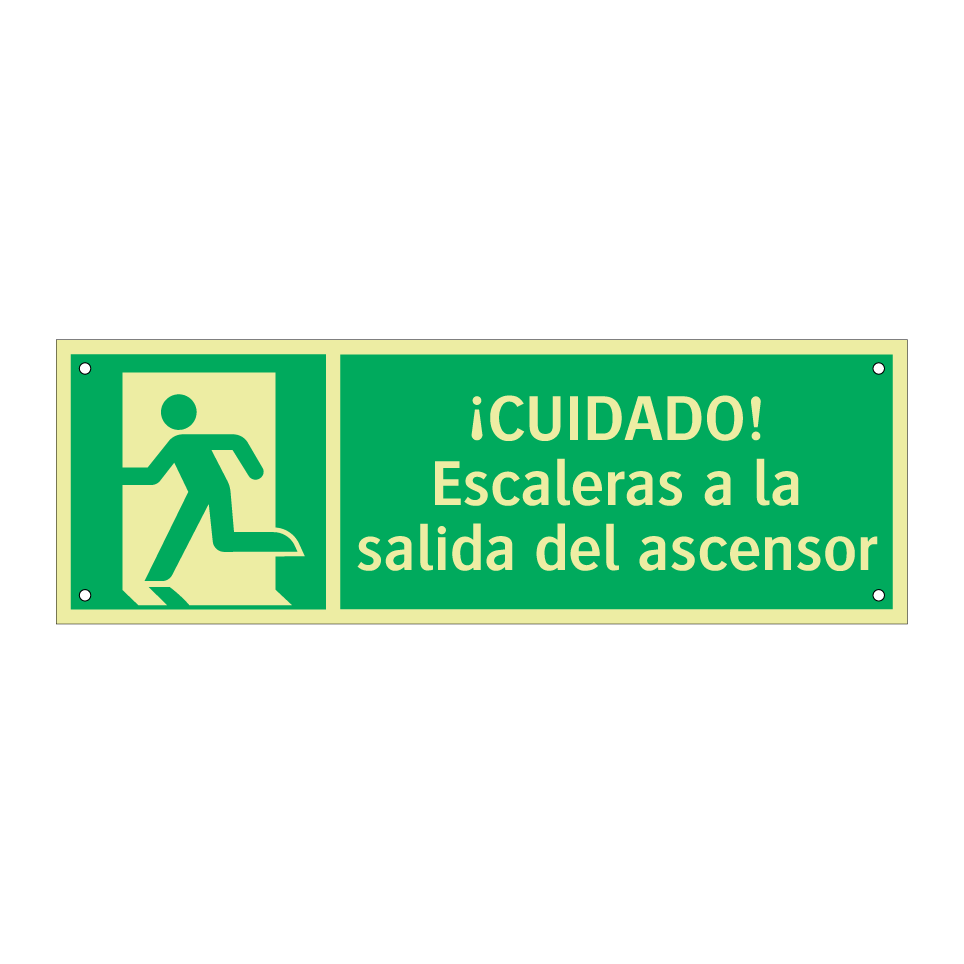 ¡CUIDADO! Escaleras a la salida del ascensor