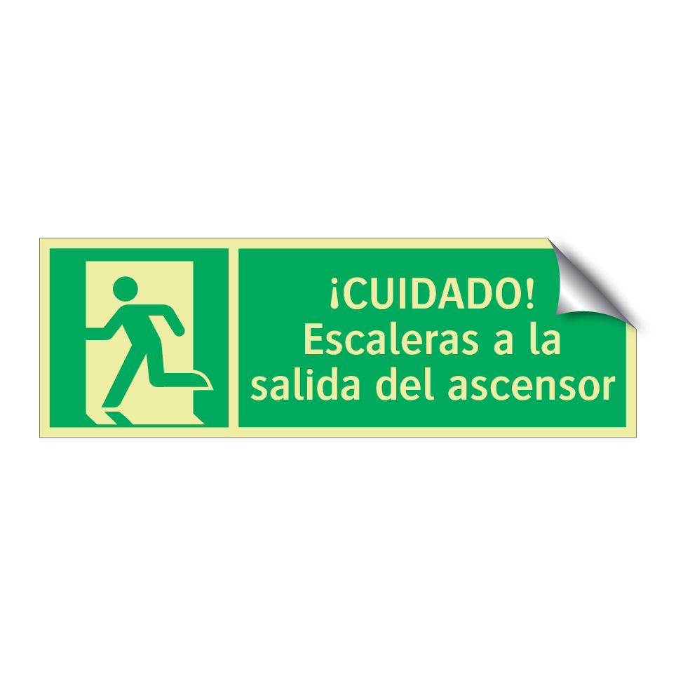 ¡CUIDADO! Escaleras a la salida del ascensor
