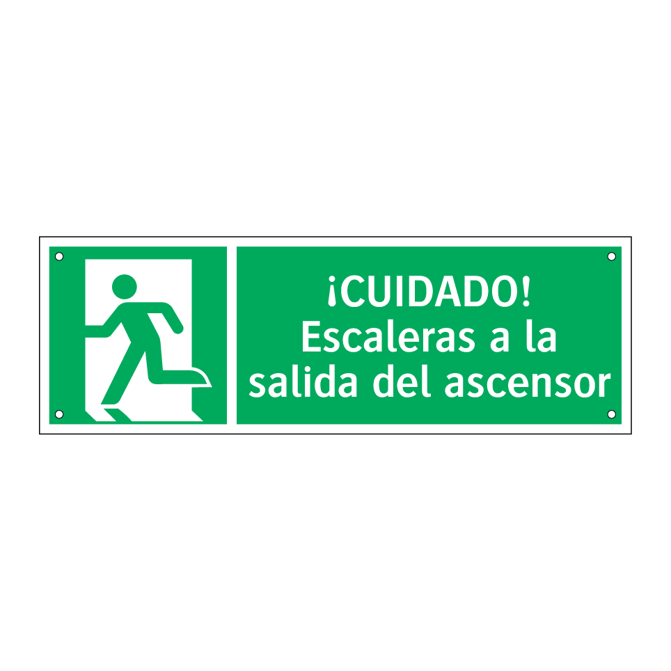 ¡CUIDADO! Escaleras a la salida del ascensor