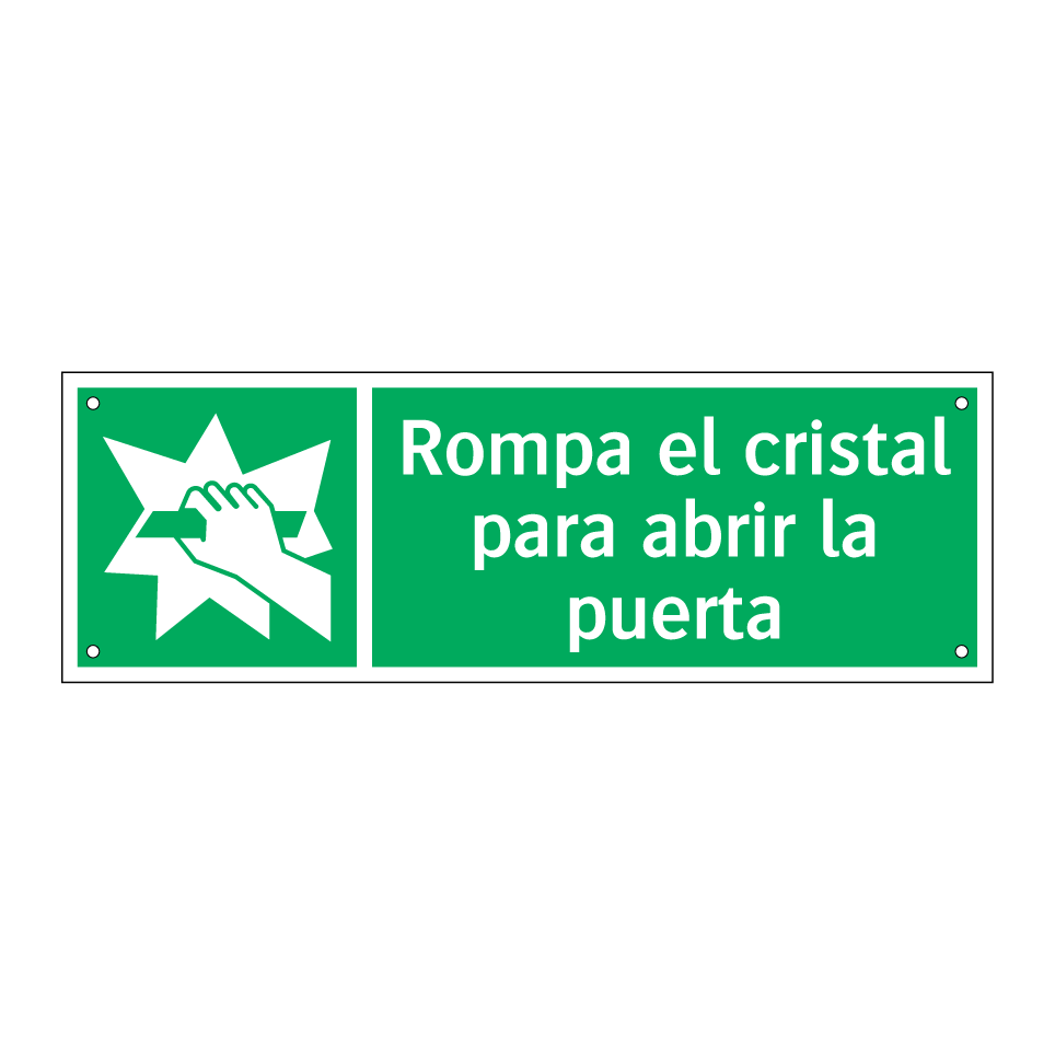Rompa el cristal para abrir la puerta