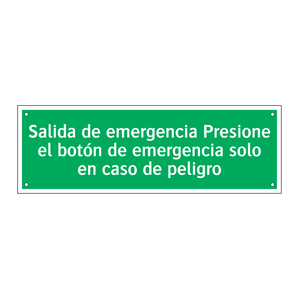 Salida de emergencia Presione el botón de emergencia solo en caso de peligro