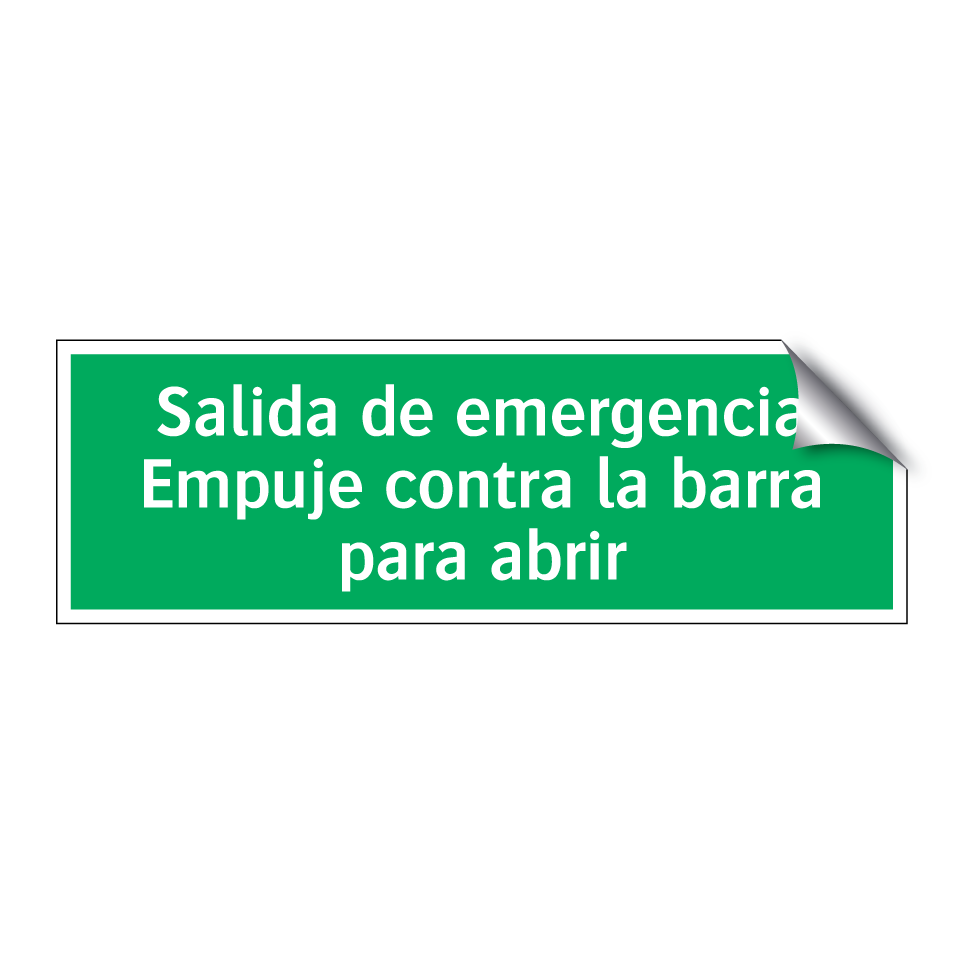 Salida de emergencia Empuje contra la barra para abrir