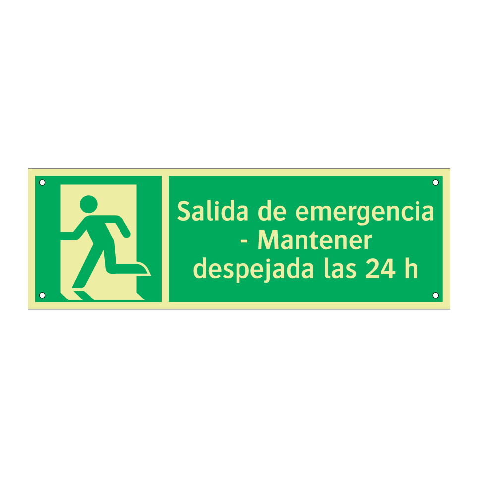 Salida de emergencia - Mantener despejada las 24 h