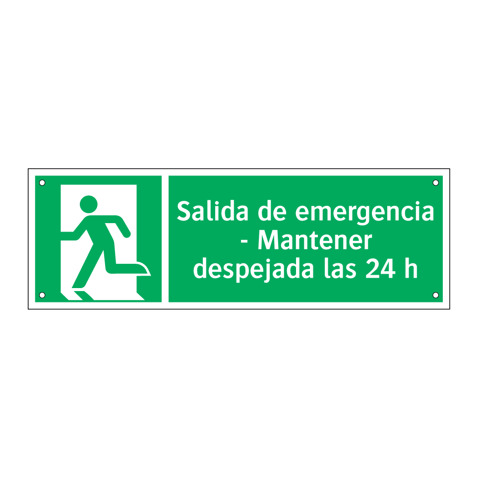 Salida de emergencia - Mantener despejada las 24 h