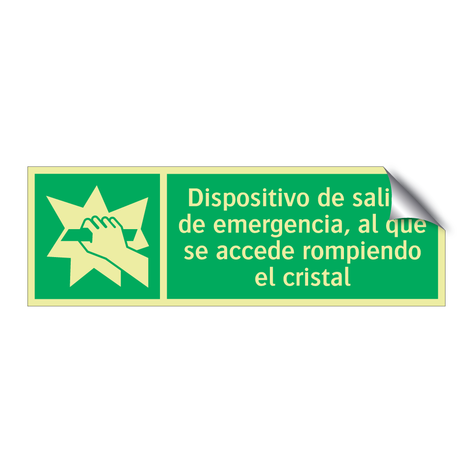 Dispositivo de salida de emergencia, al que se accede rompiendo el cristal