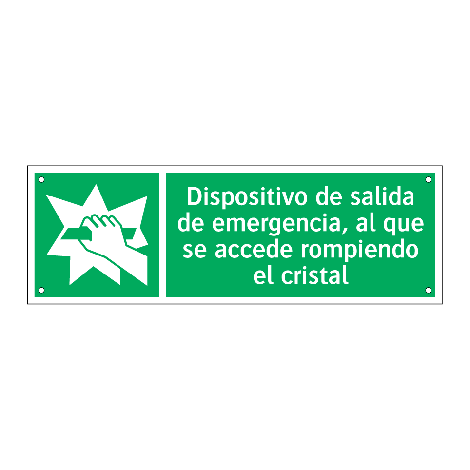Dispositivo de salida de emergencia, al que se accede rompiendo el cristal