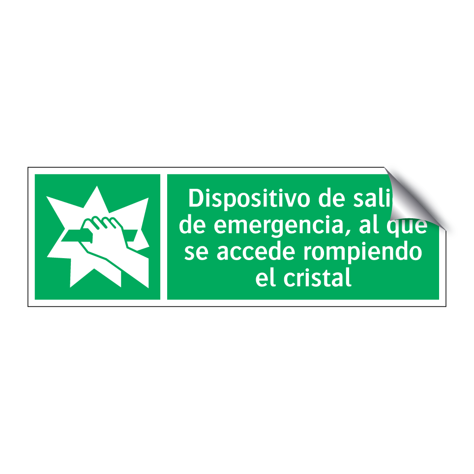 Dispositivo de salida de emergencia, al que se accede rompiendo el cristal